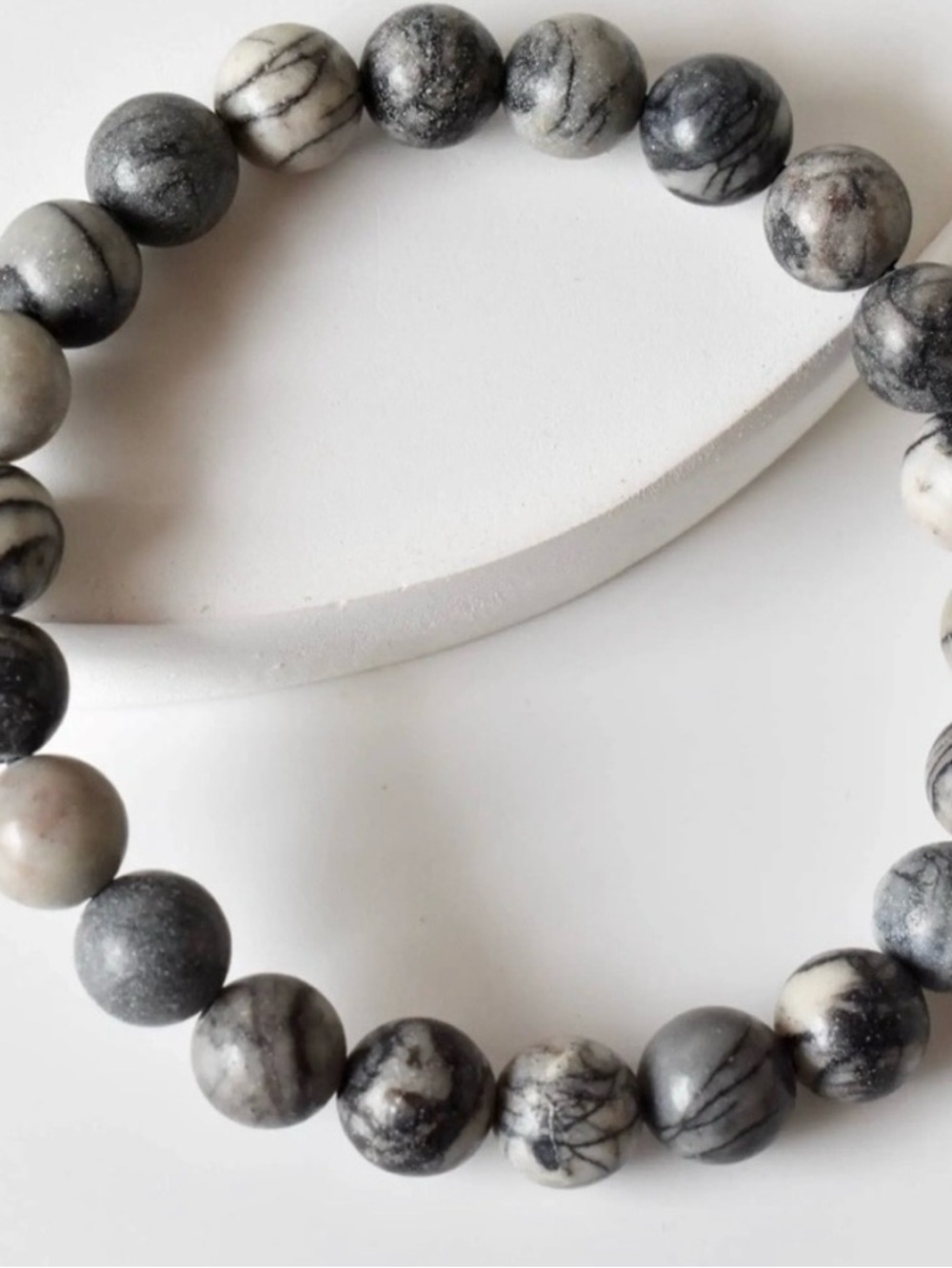 🆕New Black Picasso Jasper Gemstone Bracelet 8mm